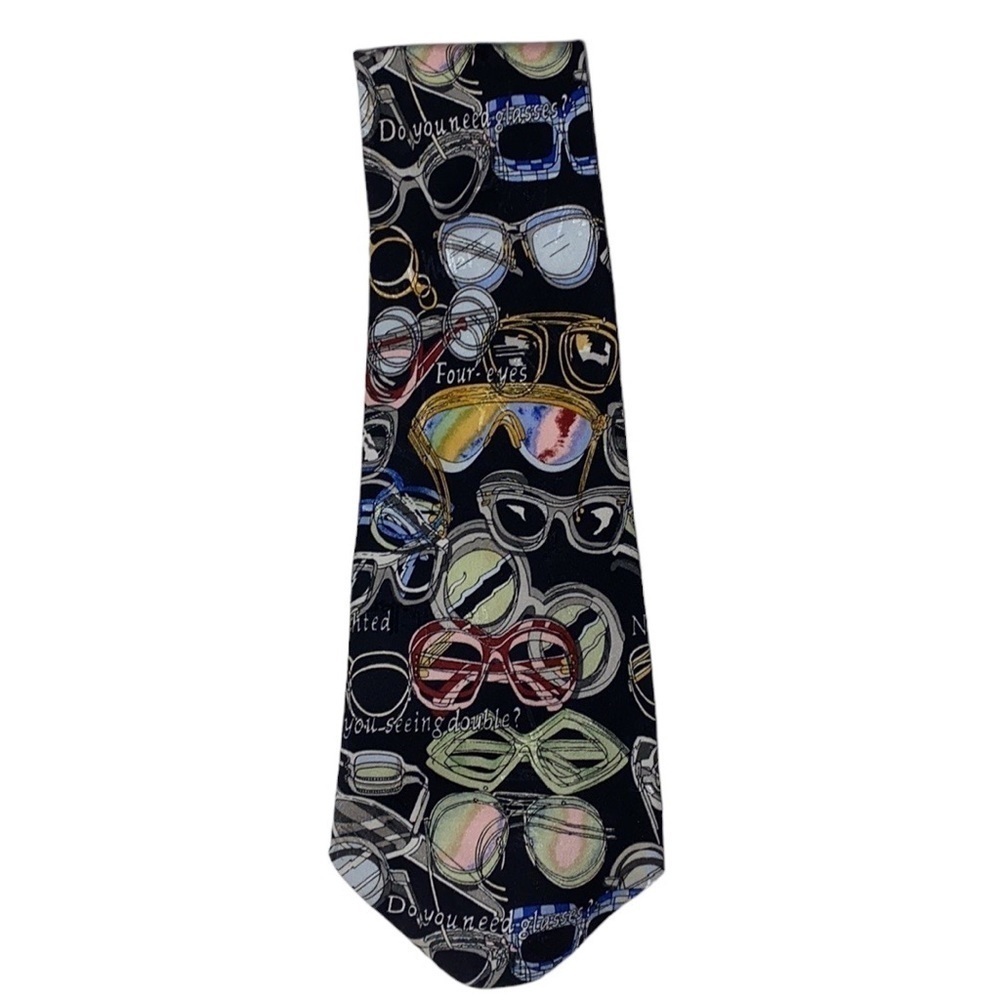 NICOLE Miller‎ 100% silk hand sewn VINTAGE 1996 necktie eye doctor optometrist